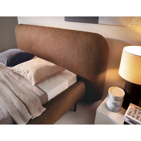 Pat matrimonial teracotă tapițat cu spațiu de depozitare cu somieră 160x200 cm Pointt – ELTAP-image-3