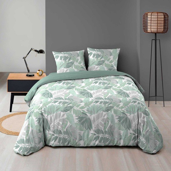 Lenjerie de pat verde din microflanel pentru pat dublu/extinsă 240x220 cm Epicea – douceur d'intérieur-image-1