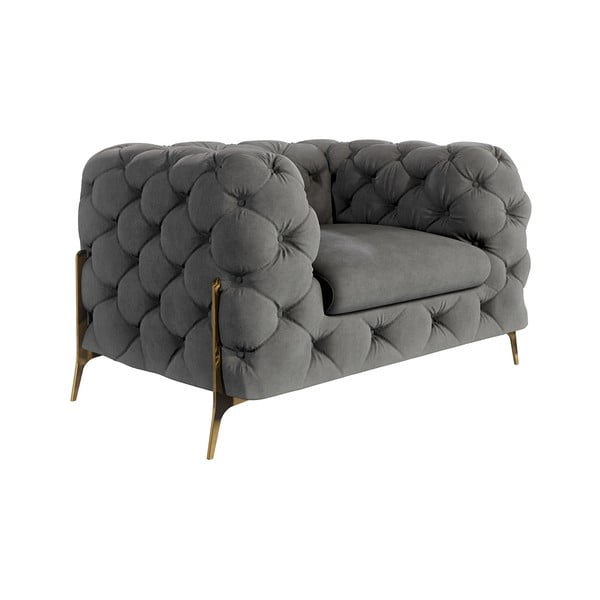 Fotoliu gri cu tapițerie din catifea Chelsea Bis – Ropez