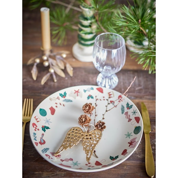 Farfurie crem pentru servire din gresie ø 28 cm  cu model de Crăciun Yule – Bloomingville-image-1