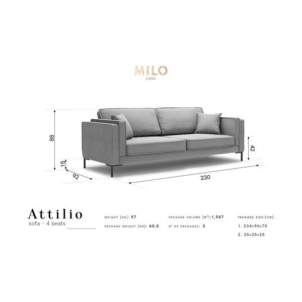 Canapea Milo Casa Attilio, 230 cm, galben-image-4