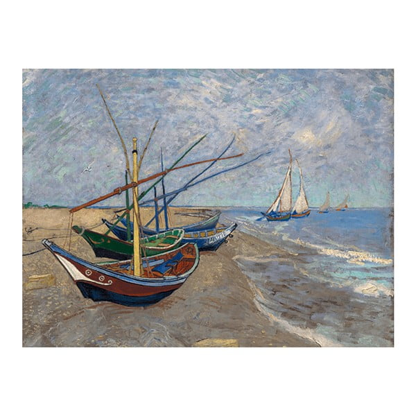 Tablou Vincent van Gogh - Fishing Boats on the Beach at Les Saintes-Maries-de la Mer, 50x70 cm