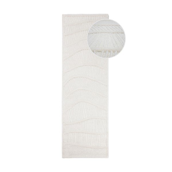 Covor tip traversă alb țesut manual din amestesc de lână 80x230 cm Sculptured Wave – Flair Rugs