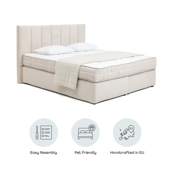 Pat boxspring bej 160x200 cm Olia Bold Line – Bonami Selection-image-4