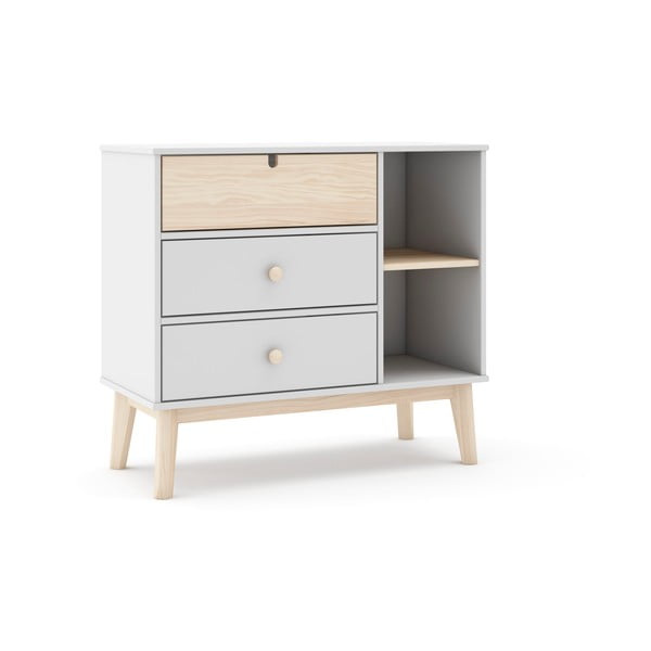 Comodă de copii albă joasă 90x40 cm Estefania – Marckeric-image-3