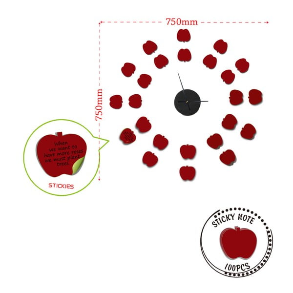 Ceas de perete autocolant Mauro Ferretti Apples, ⌀ 75 cm-image-2