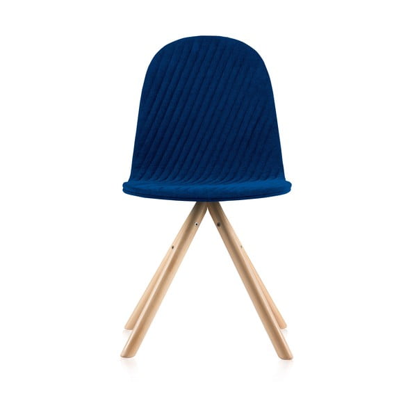 Scaun cu picioare în nuanță naturală Iker Mannequin Stripe, albastru închis