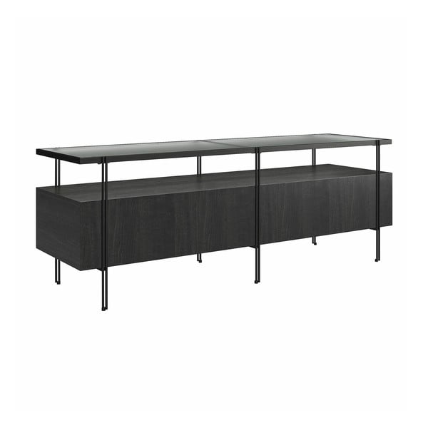 Comodă TV neagră cu aspect de stejar 140x50 cm Wainwright - Queer Eye-image-4