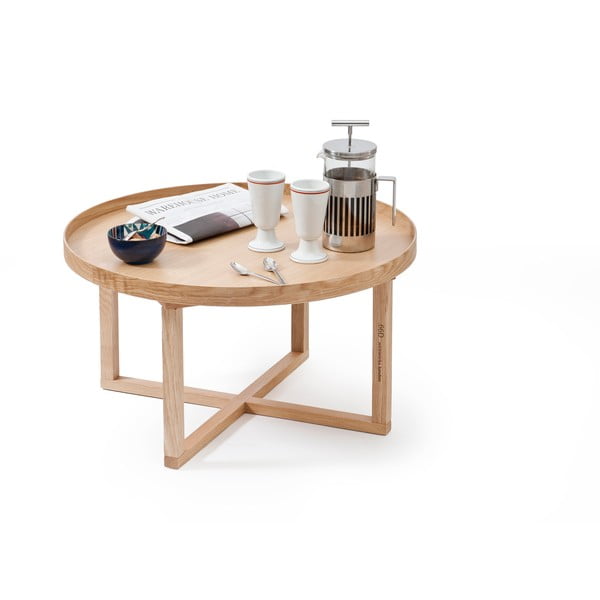 Masă rotundă din lemn de stejar Wireworks Round, Ø 66 cm, natural-image-3