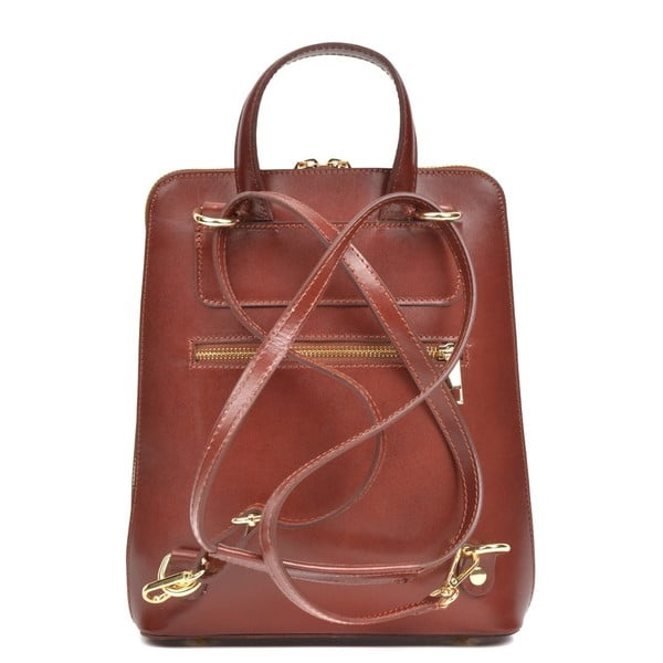 Rucsac din piele Anna Luchini Zunna, cărămiziu-image-3