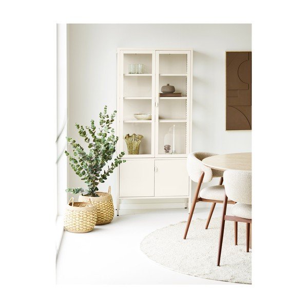Vitrină crem din oțel 80x180x35 cm Brisbane – House Nordic-image-1
