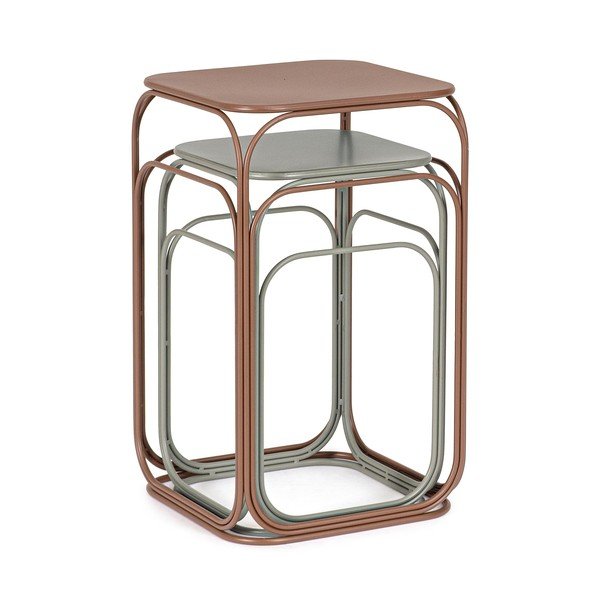 Măsuțe de cafea gri/teracotă 2 buc. din metal 36x36 cm Clarity – Bizzotto-image-1