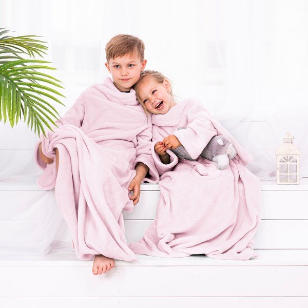 Pătură cu mâneci pentru copii DecoKing Lazykids, roz-image-3