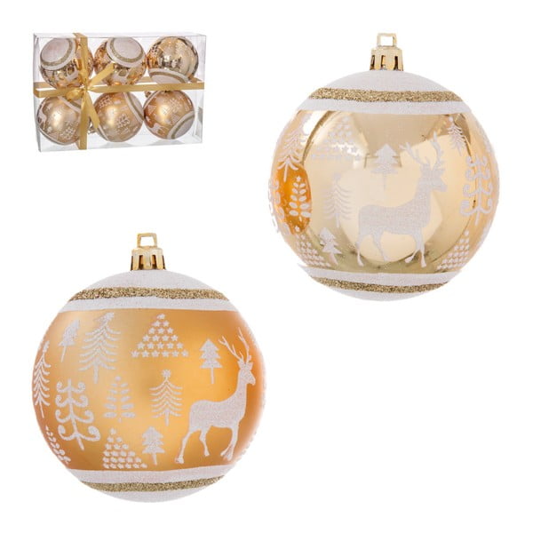 Set 6 decorațiuni de Crăciun Unimasa Reindeer, auriu