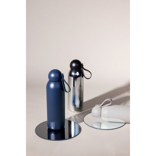Sticlă termică argintie cu pai din oțel inoxidabil 500 ml Tekla – Sagaform-image-1