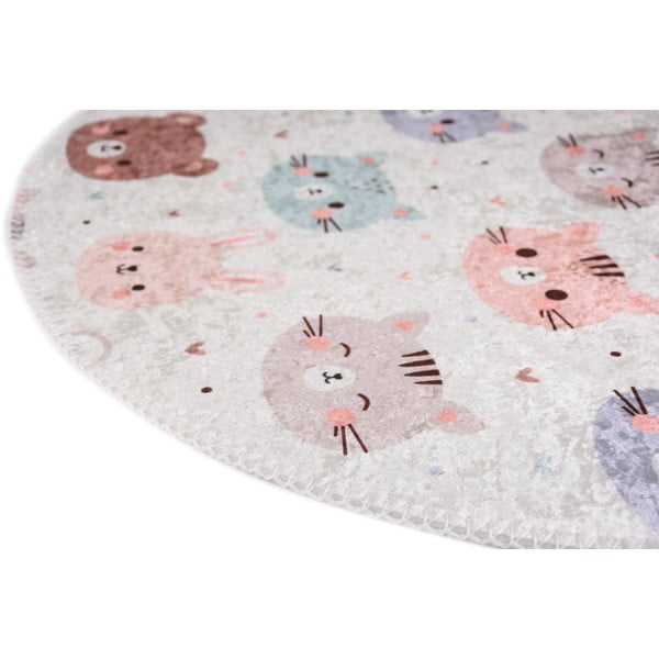 Covor pentru copii fildeș lavabil ø120 cm Cute Animals – Vitaus-image-2