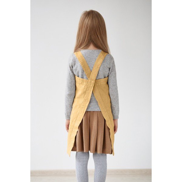 Șorț din in pentru copii Linen Tales Pinafore, 72 x 45 cm, galben-image-1