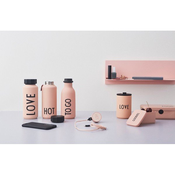 Sticlă termos Design Letters Hot, 500 ml, roz prăfuit-image-4