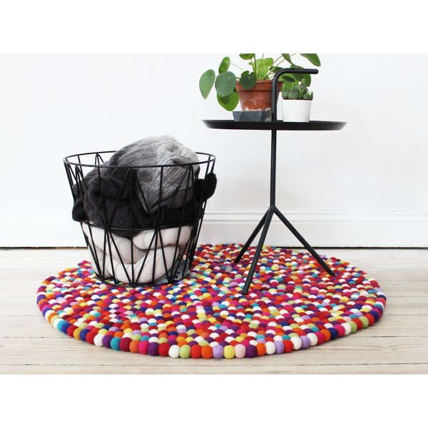 Covor cu bile din lână Wooldot Ball Rugs, ⌀ 120 cm, roșu închis-image-2