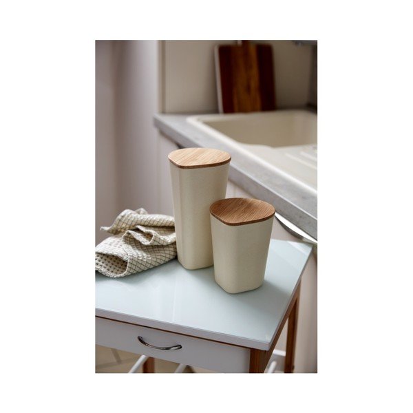 Cutie depozitare cu capac din bambus Wenko Derry, 1 l, bej-image-1