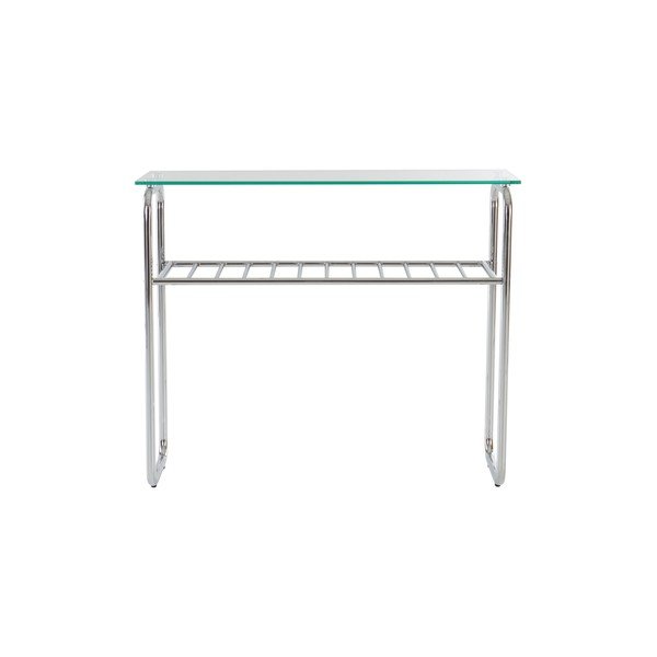 Masă consolă argintiu-lucios cu blat din sticlă 32x100 cm Walle – Jotex-image-2