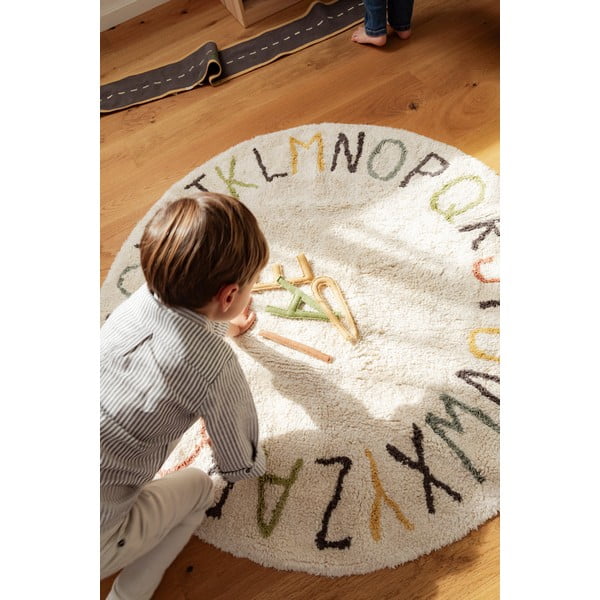Covor de joacă pentru copii crem din bumbac ø120 cm ABC Color and Letters – Lorena Canals-image-1