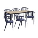 Set mobilier de grădină pentru 6 persoane cu scaune albastre Capri și masă Thor, 210 x 90 cm