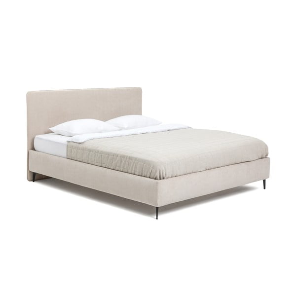 Pat matrimonial bej tapițat cu somieră 160x200 cm Noira Slim – Bonami Selection