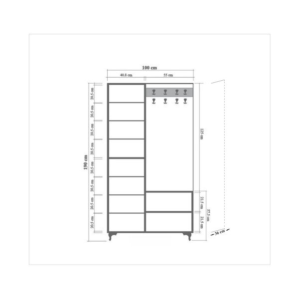 Dulap cu oglindă Inci Tree, înălțime 196 cm-image-3