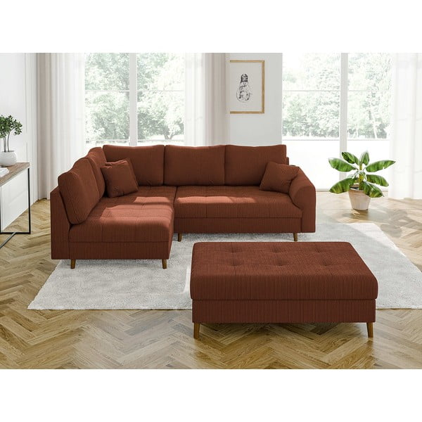 Taburet cărămiziu cu tapițerie din catifea reiată Ariella – Ropez-image-3