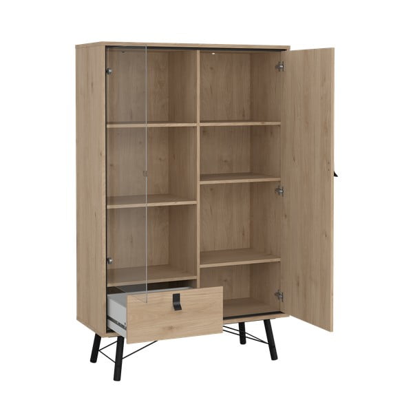 Vitrină în culoare naturală cu aspect de lemn de stejar 102x162x40 cm Ry – Tvilum-image-3