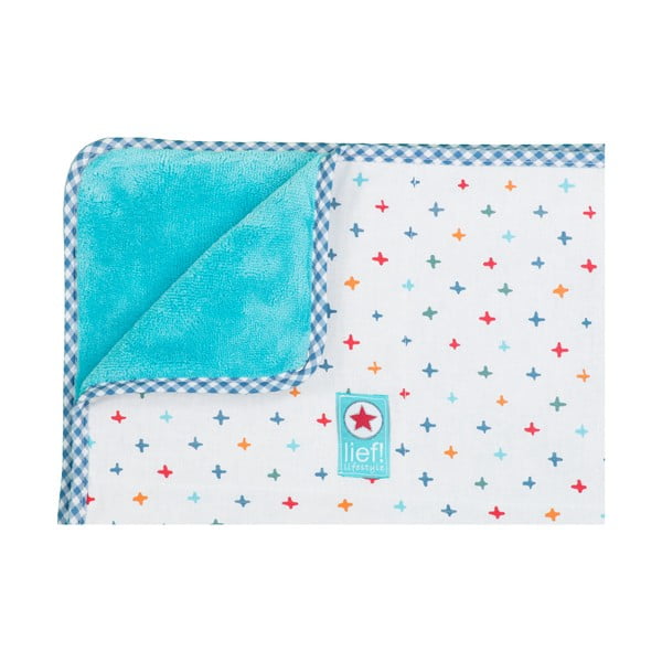 Cuvertură pentru pătuț Tiseco Home Studio, 100 x 150 cm, albastru- alb-image-1