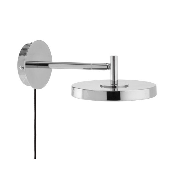 Aplică de perete argintiu-lucios LED cu structură flexibilă/cu intensitate reglabilă cu alimentare la priză ø 15 cm Asteria Wall Short – UMAGE
