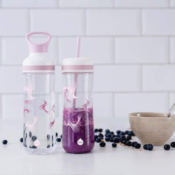 Sticlă cu dop și pai Equa Flow Wave 2 în 1, 800 ml, alb-mov-image-1