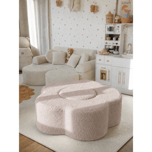Teren de joacă din spumă gri deschis 3 buc. din material bouclé înălțime 27 cm 88x90 cm – Meowbaby-image-1