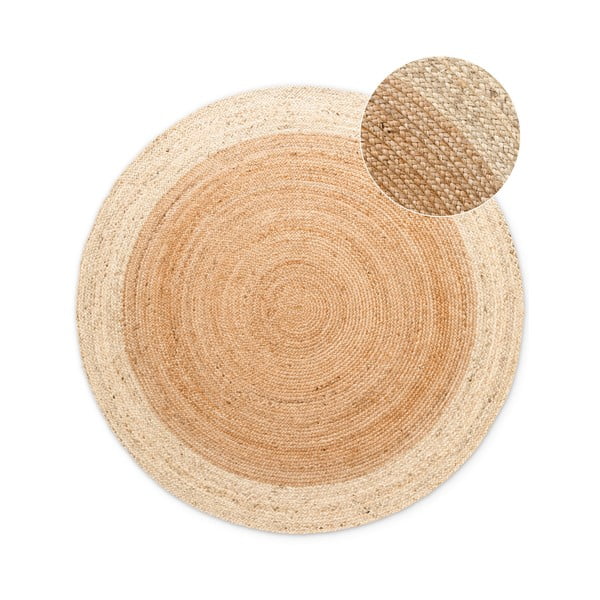 Covor în culoare naturală reversibil, țesut manual rotund din iută ø 200 cm Jutta Gold – Hanse Home