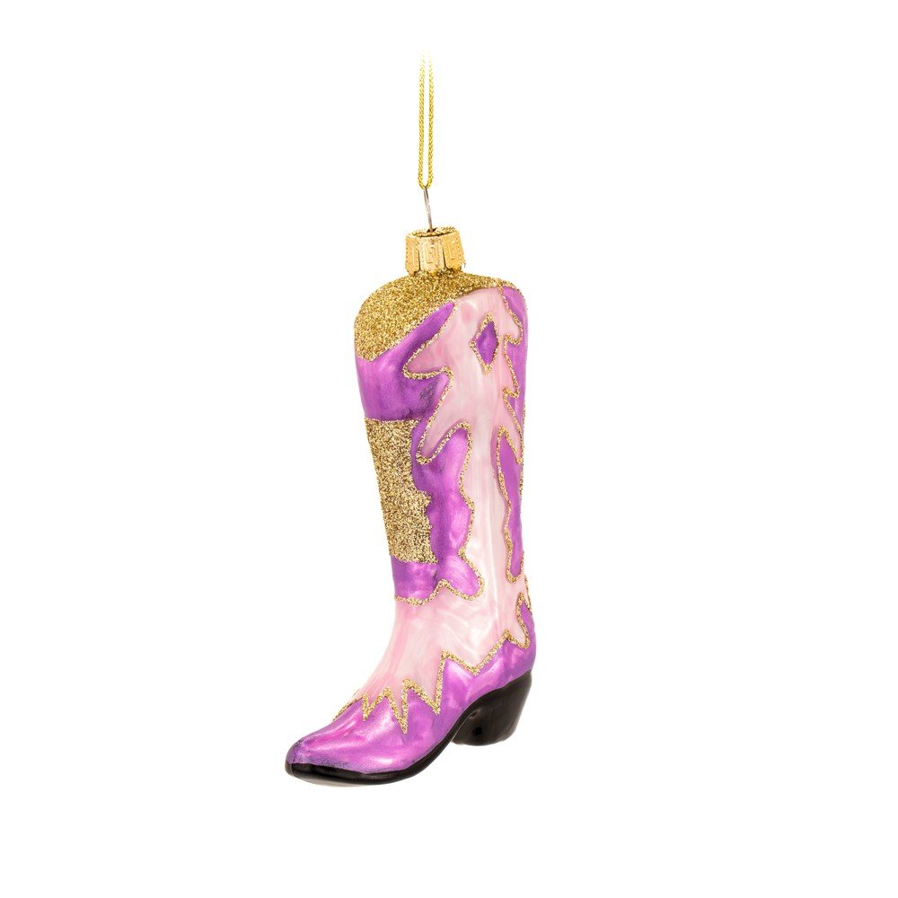 Ornament de Crăciun din sticlă 7 cm Cowboy Boot – Sass & Belle
