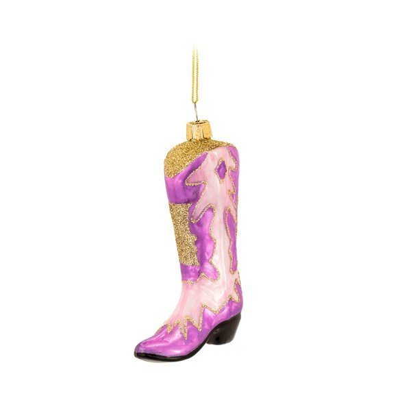 Ornament de Crăciun din sticlă 7 cm Cowboy Boot – Sass & Belle