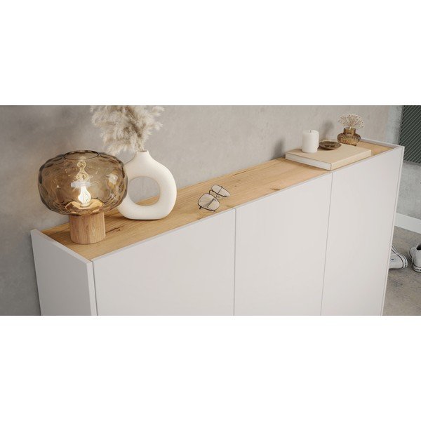 Dulap crem cu aspect de lemn de stejar 138x105x25 cm Libbiano – Germania-image-3