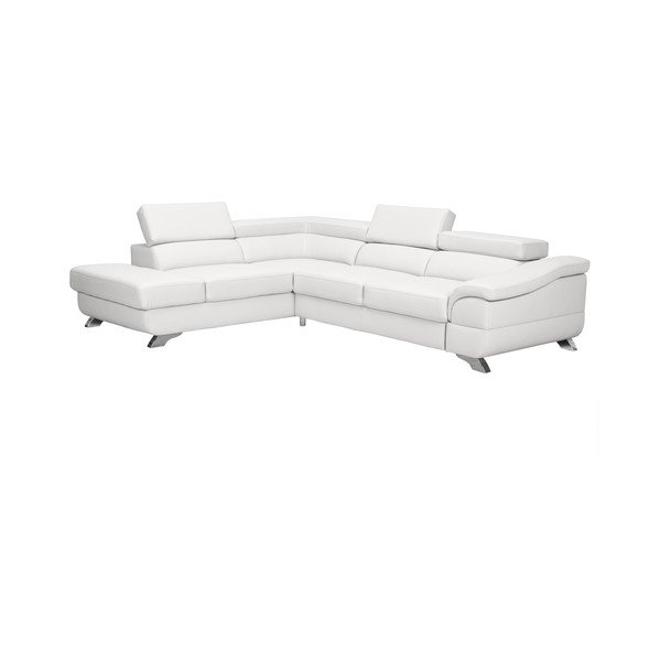 Colțar extensibil din piele, cu spațiu de depozitare Windsor & Co Sofas Gamma, partea stângă, alb-image-1