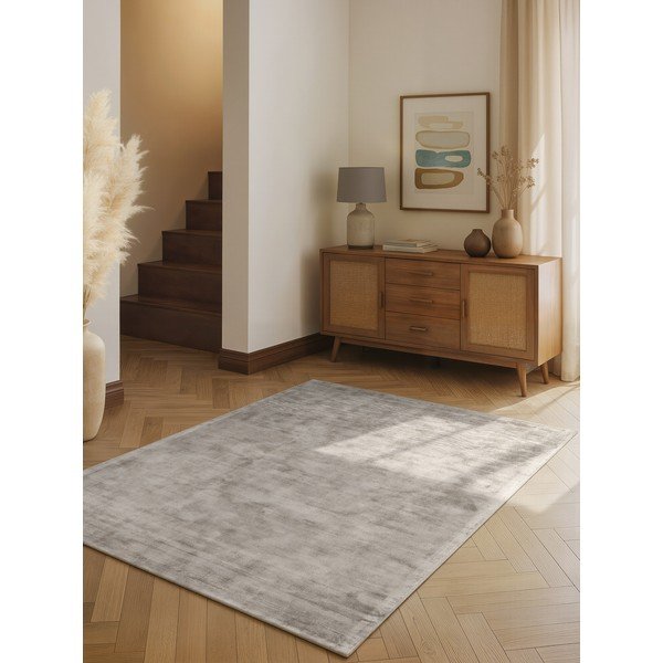 Covor gri țesut manual din viscoză 80x150 cm Noemi – Vikosa-image-1