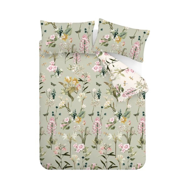 Lenjerie de pat verde-deschis din bumbac pentru pat dublu 200x200 cm Exotic Floral – RHS