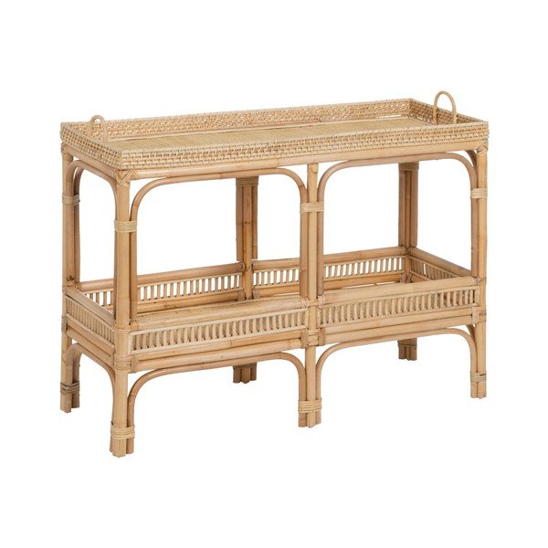 Masă consolă în culoare naturală din ratan 38x100 cm Ratán – Ixia