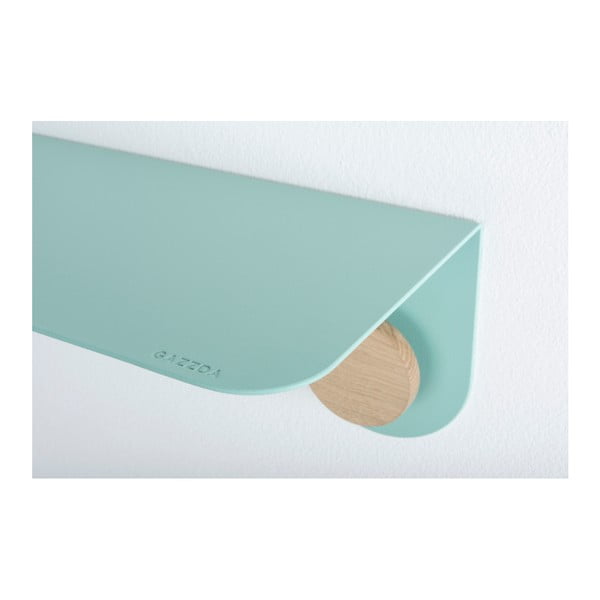 Raft de perete din oțel și detalii din lemn de stejar, cu 2 cârlige Gazzda Hook, lungime 70 cm, verde-image-3