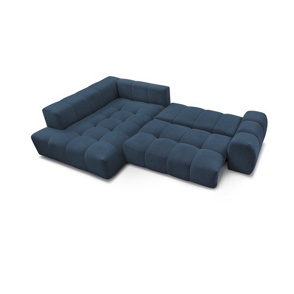 Colțar albastru închis extensibil/cu spațiu de depozitare cu tapițerie din chenille (cu colț pe partea stângă/în formă de ”L”) Everest – Bobochic Paris-image-4