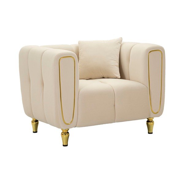 Fotoliu crem cu tapițerie din catifea Alma – Mauro Ferretti