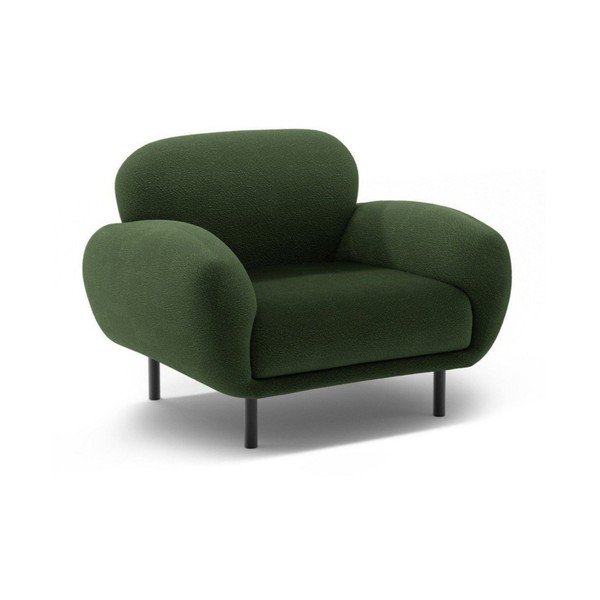 Fotoliu verde cu tapițerie din țesătură bouclé Poppy – Micadoni 