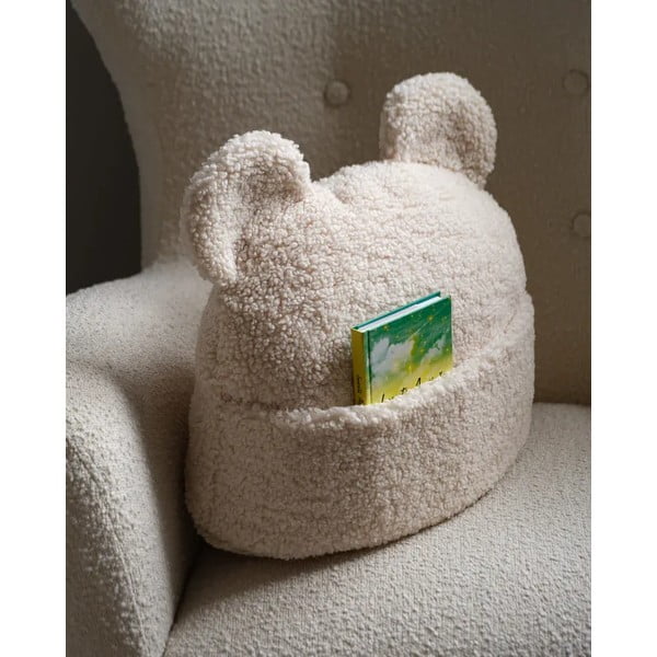 Pernă decorativă pentru copii crem din țesătură bouclé Teddy Pouch – Wigiwama-image-1