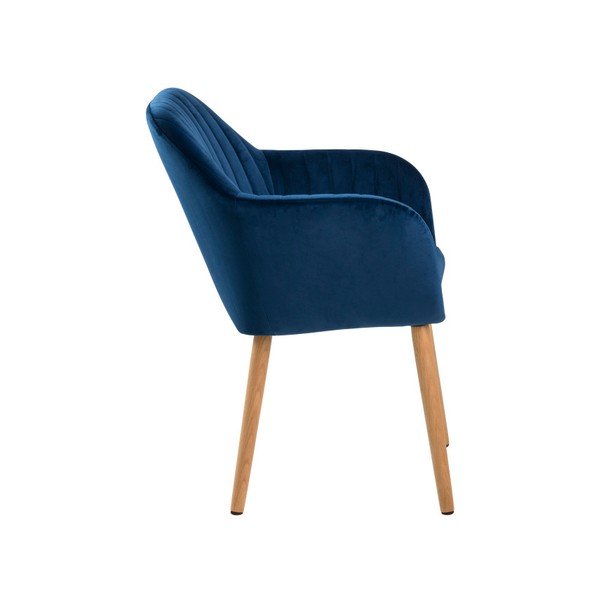 Scaun de sufragerie albastru închis cu cotiere tapițat Emilia – Actona-image-2