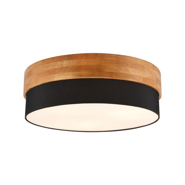 Plafonieră neagră/în culoare naturală cu abajur textil Seasons – Trio-image-1